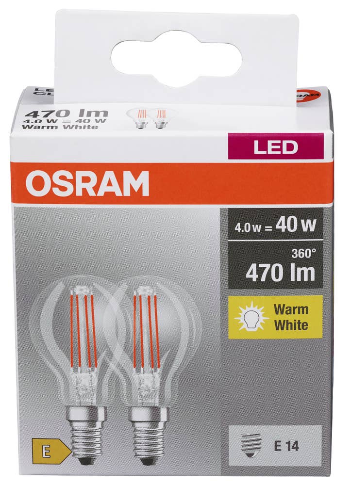 Osram LED Cl P 40 Klar E14 2pk