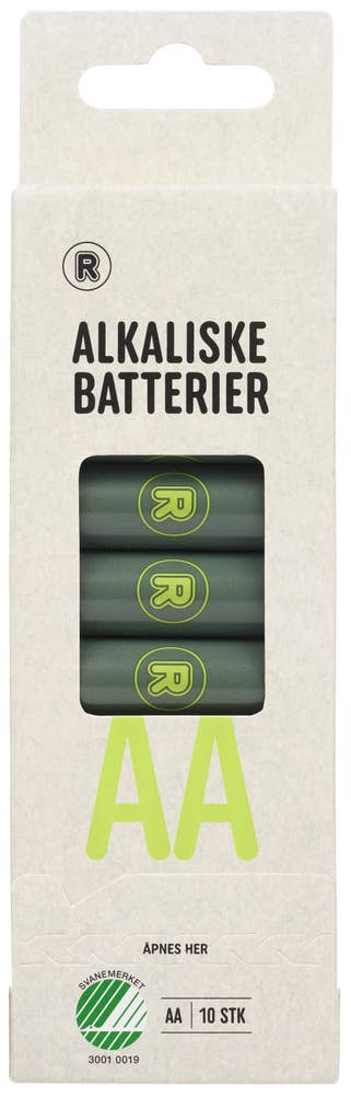 R Alkaliske batterier AA