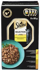 Sheba Selection våt kattemat med and, kylling, fjærfe og kalkun