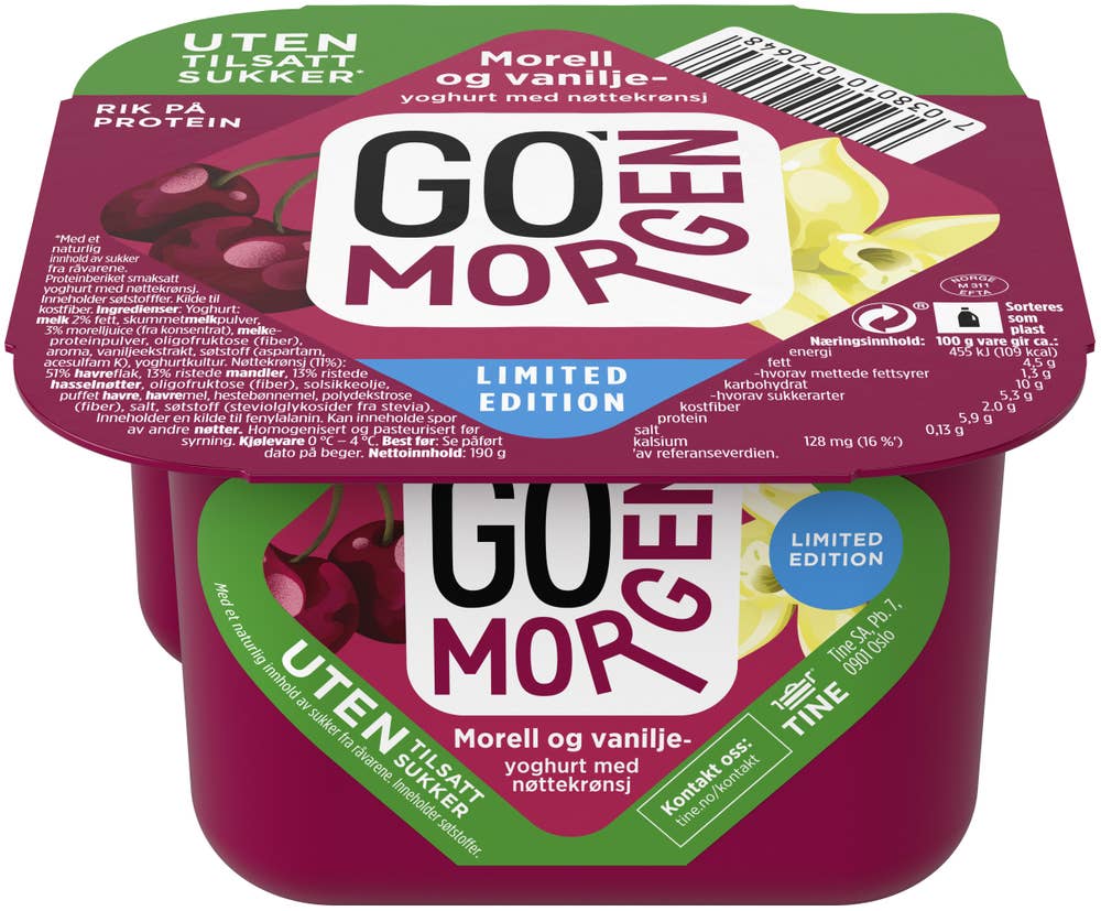 TINE Go'morgen Morell & vaniljeyoghurt UTEN