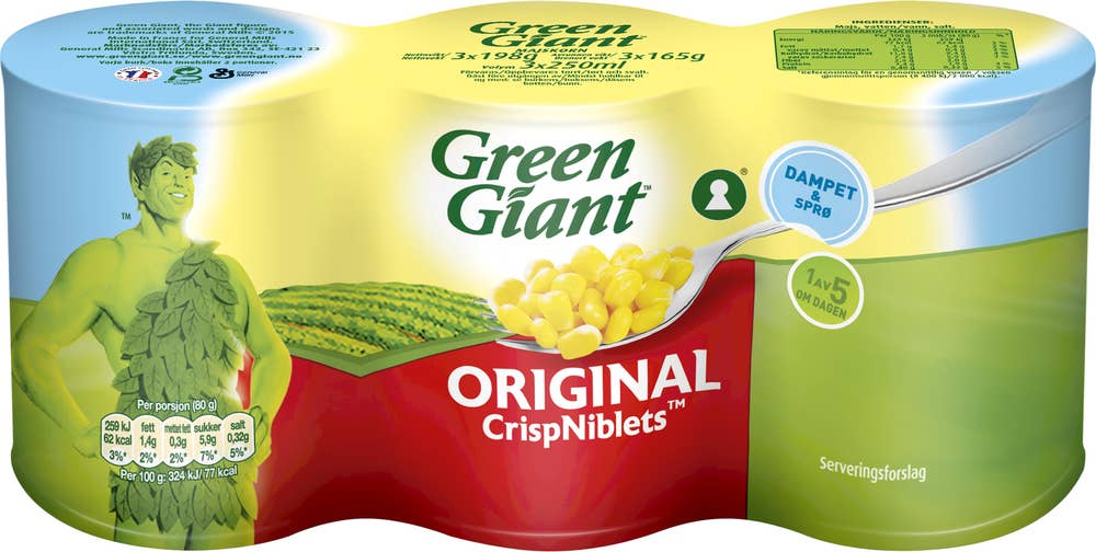 Green Giant Mais Crisp Niblets Store bokser, 3x198 g