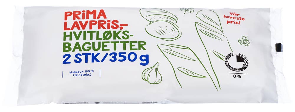 Prima Lavpris Hvitløksbaguetter 2 stk