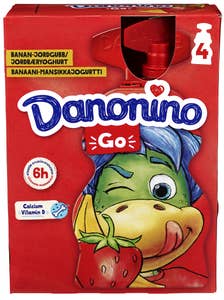 Danonino Klemmeposer med banan- & jordbærsmak 4x70g