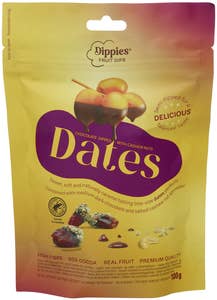 Dippies Tørkede dadler dyppet i sjokolade og cashewstrøssel