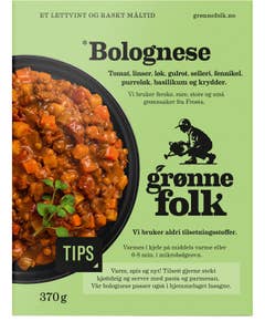 GRØNNE FOLK Bolognese Vegetar