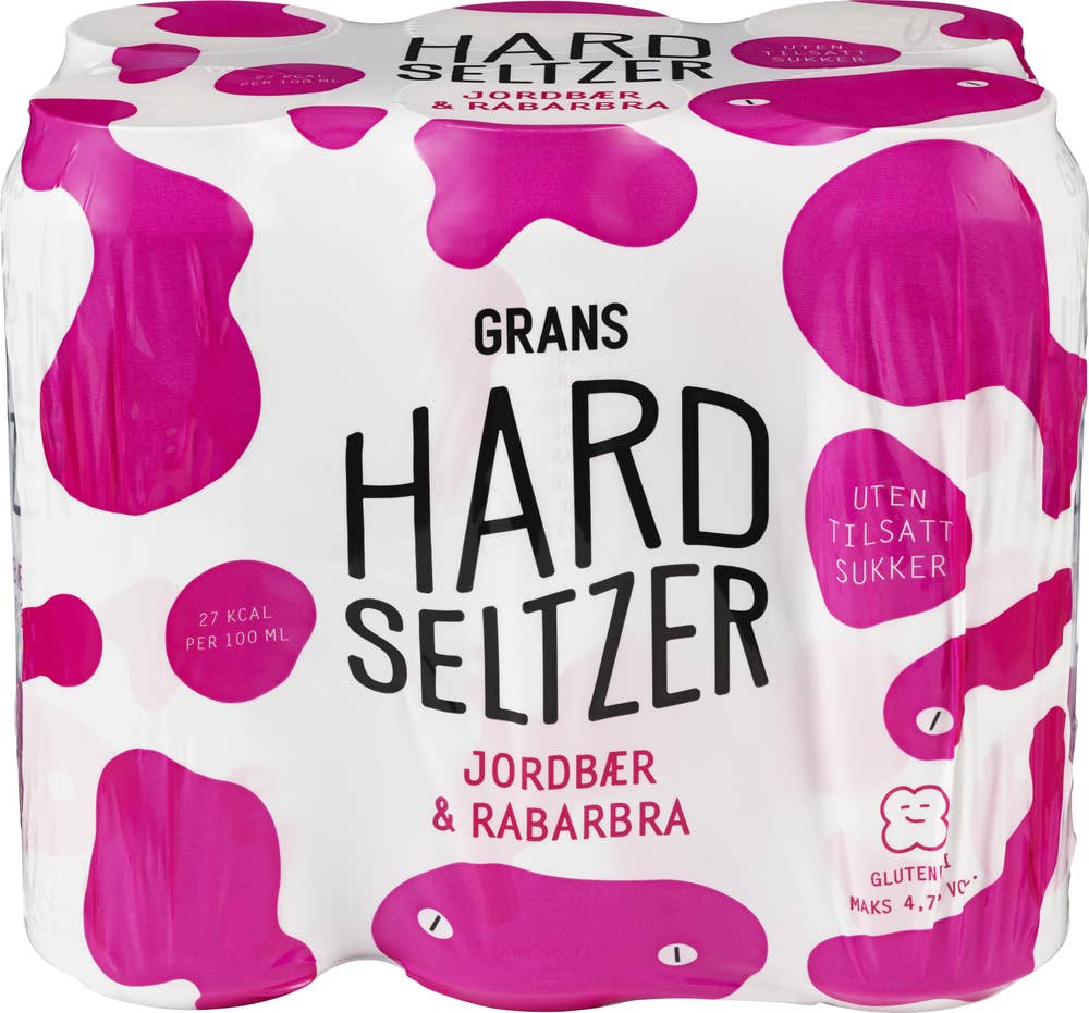 Grans Hard Seltzer Jordbær & rabarbra