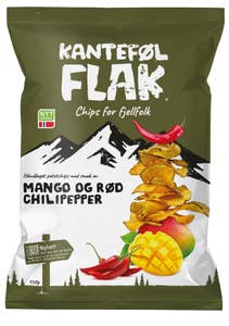 Kantefølflak Chips med mango og chili