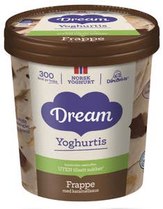 Dream Yoghurtis frappe Med karamellsaus, uten sukker