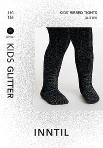 Inntil Sorte glittertights til barn str 110-116