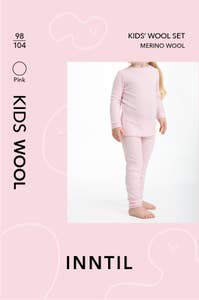 Inntil Ullsett til barn i 100% merinoull Rosa, str 98-104