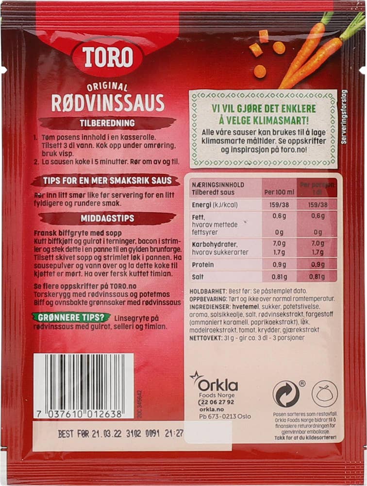Toro Rødvinsaus Original