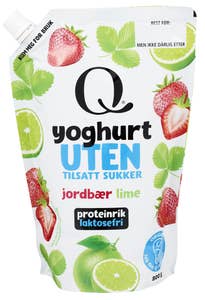 Q yoghurt jordbær og lime Uten tilsatt sukker