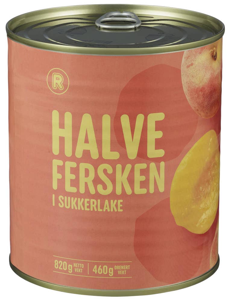 R Halve fersken i sukkerlake