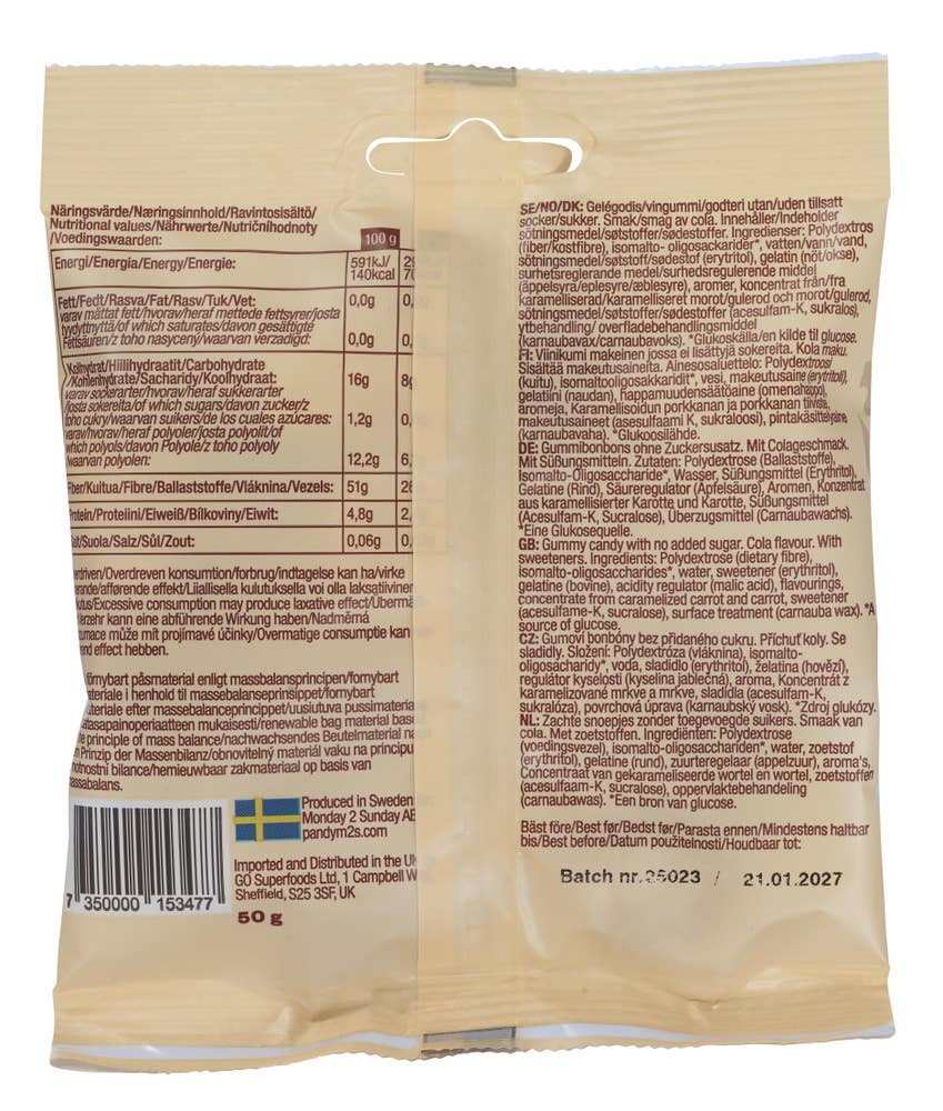 Pändy Sour Cola Uten tilsatt sukker