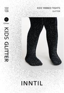 Inntil Sorte glittertights til barn Str 122-128