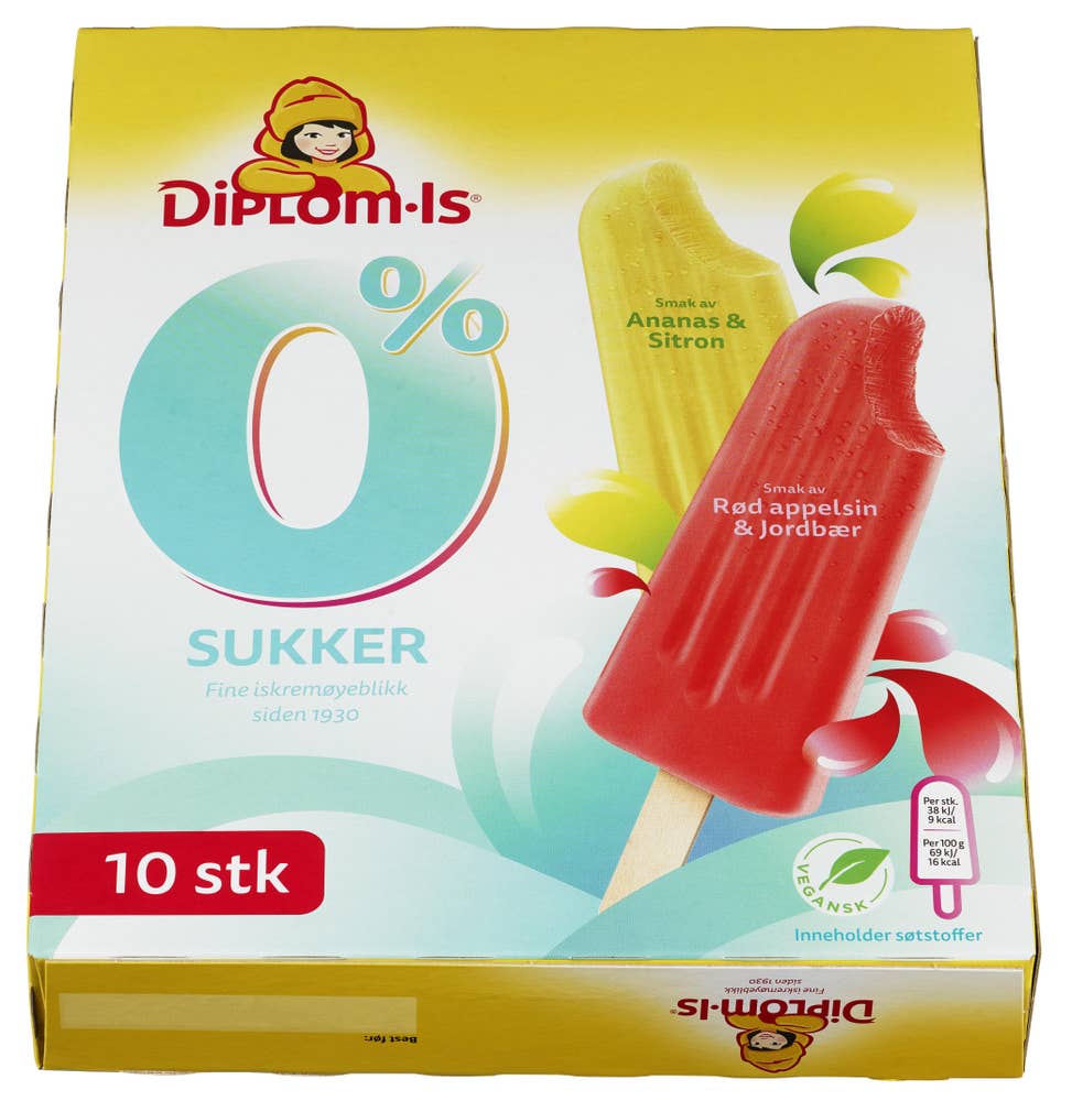 Diplom-is 0% Sukker Ispinne 10 stk