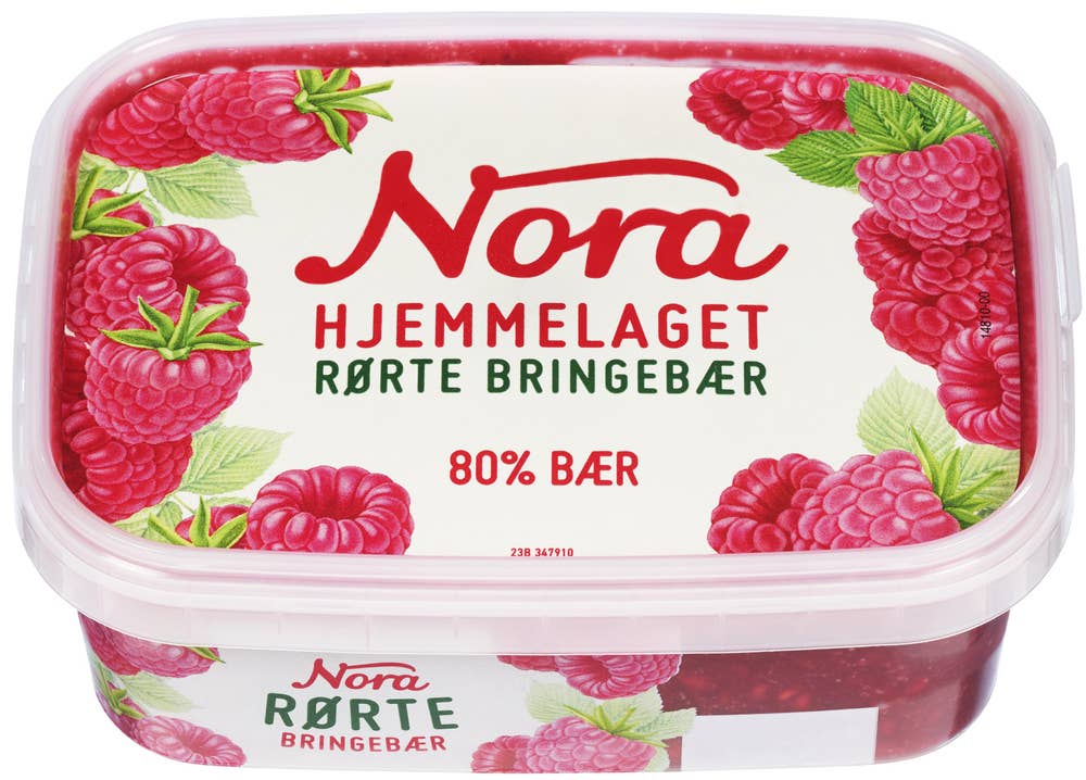 NORA Hjemmelaget Rørt Bringebærsyltetøy Frosset