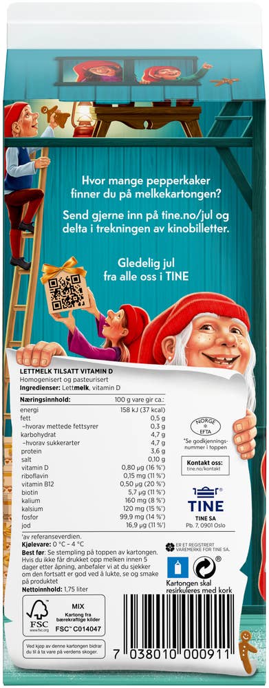 Tine Lettmelk 0,5% fett