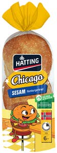 Hatting Chicago hamburgerbrød 6 stk à 80g
