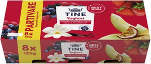 TINE Yoghurt vanilje, skogsbær, jordbær og melon Partivare