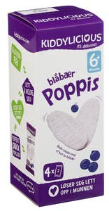 Kiddylicious Blåbær poppis Fra 6 mnd, 4x2stk
