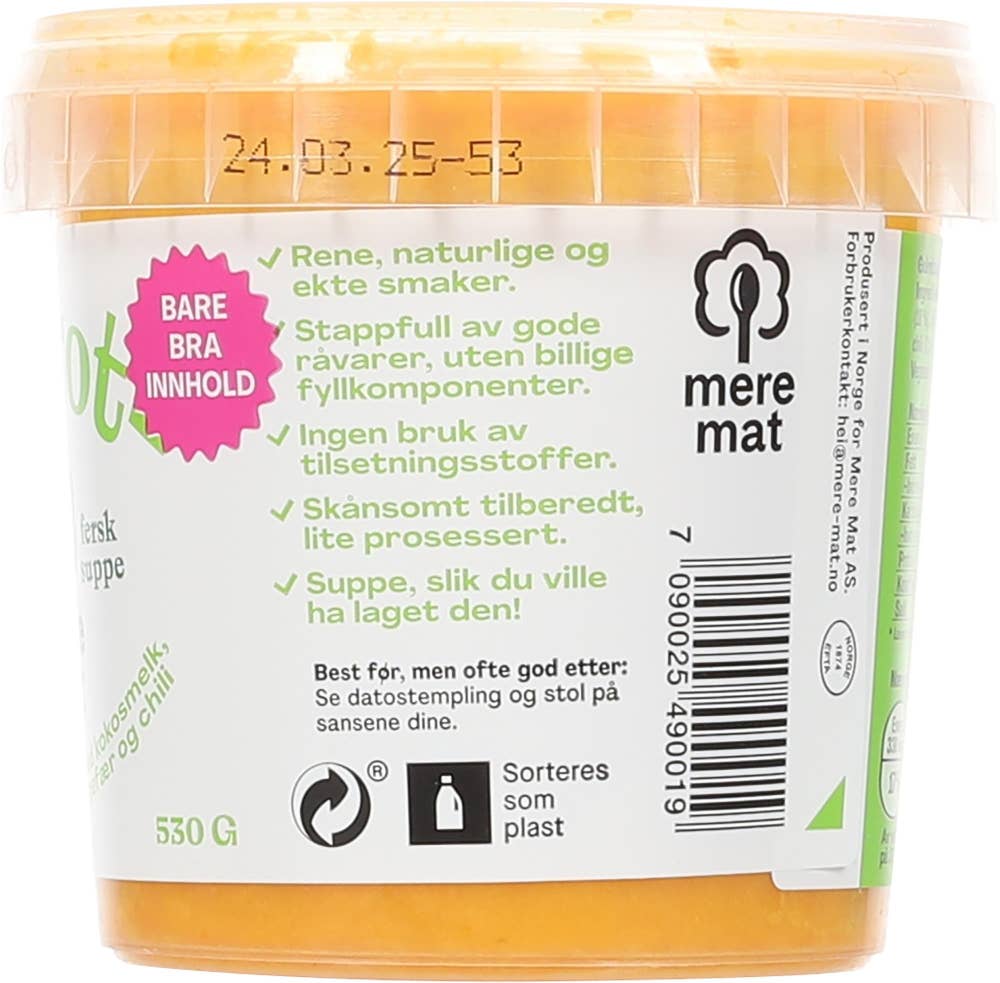 Mere Mat Suppe med gulrøtter, chili og ingefær