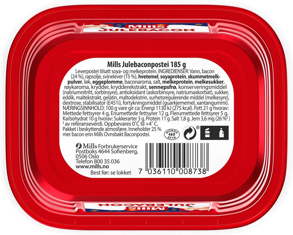 Mills Julebacon Julepostei med bacon