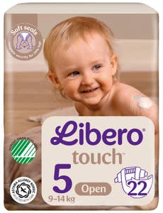 Libero Touch åpen bleie Str. 5, 10-14kg