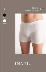 Inntil Bokser i økologisk bomull Sort og hvit, str. L