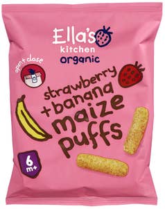 Ella's Kitchen Maizepuffs med jordbær og banan Fra 6 mnd, økologisk