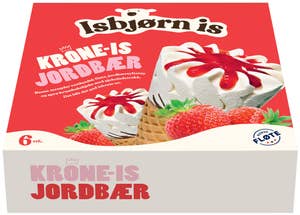 Isbjørn Is Krone-is med jordbær 6 stk