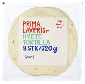 Prima Lavpris Tortilla hvete 8stk, 20cm