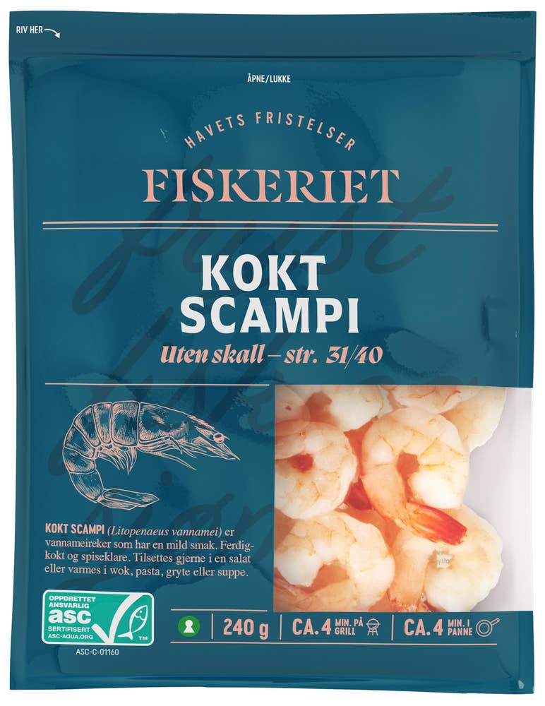 Fiskeriet Kokt scampi uten skall
