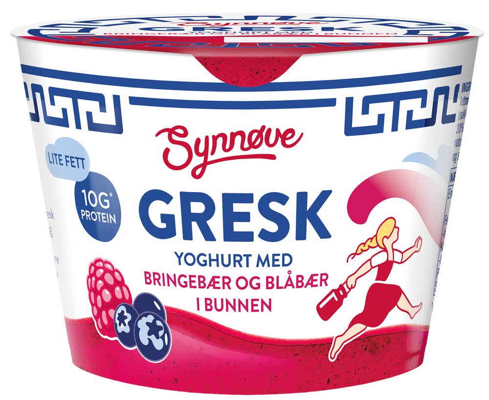 Synnøve Gresk Yoghurt Bringebær og blåbær