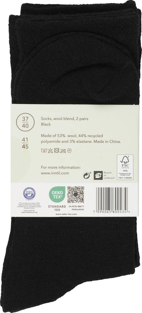 Inntil Tynne sokker i ullblanding Sort, str. 37-40