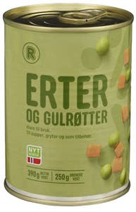 R Erter og gulrøtter