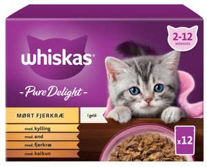 Whiskas Pure Delight med mørkt fjærkre i gelé Til kattunger opptil 12 mnd, 12 stk
