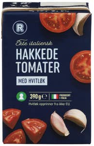 R Hakkede tomater Med hvitløk
