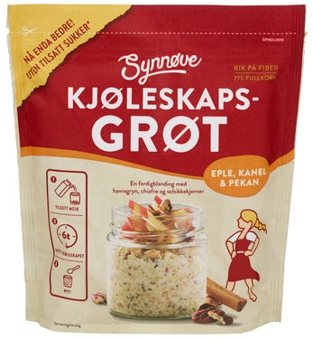 Synnøve Kjøleskapsgrøt Eple, Kanel & Pekan Uten tilsatt sukker