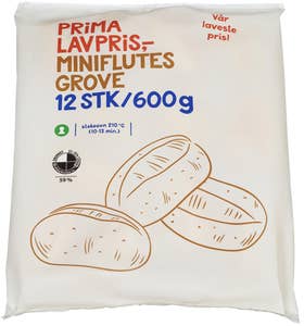 Prima Lavpris Miniflutes Fullkorn 12x50g