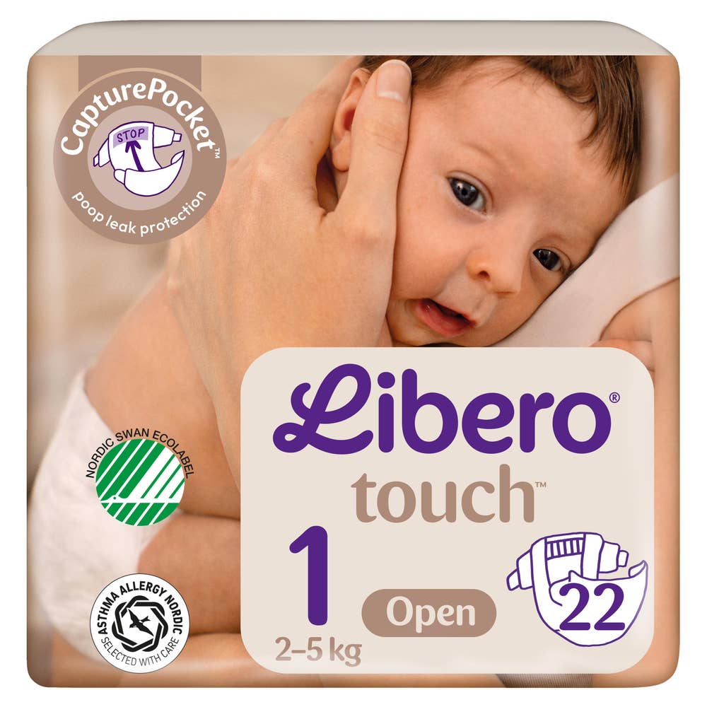 Libero Touch åpen bleie Str. 1, 2-5kg