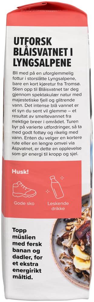 Urkraft Energi-müsli med hasselnøtter, dadler, banan og rosiner