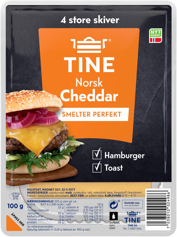 TINE Norsk cheddar skivet