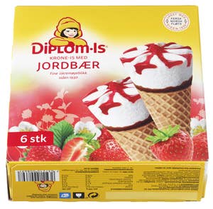 Diplom-is Krone-is med jordbær 6 stk