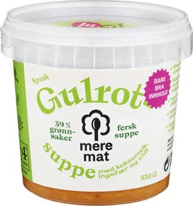 Mere Mat Suppe med gulrøtter, chili og ingefær
