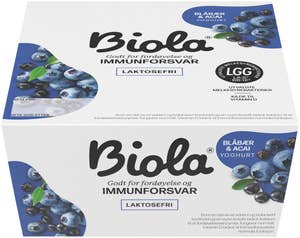 TINE Biola® yoghurt blåbær og acai Laktosefri, 4x125G