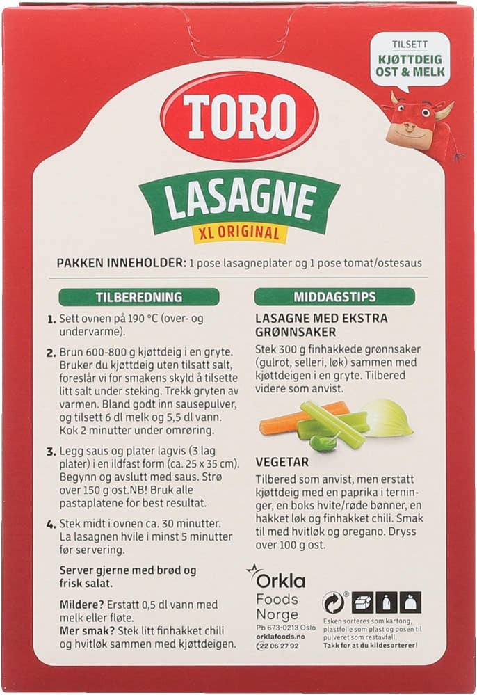 Toro Lasagne Familiepakning