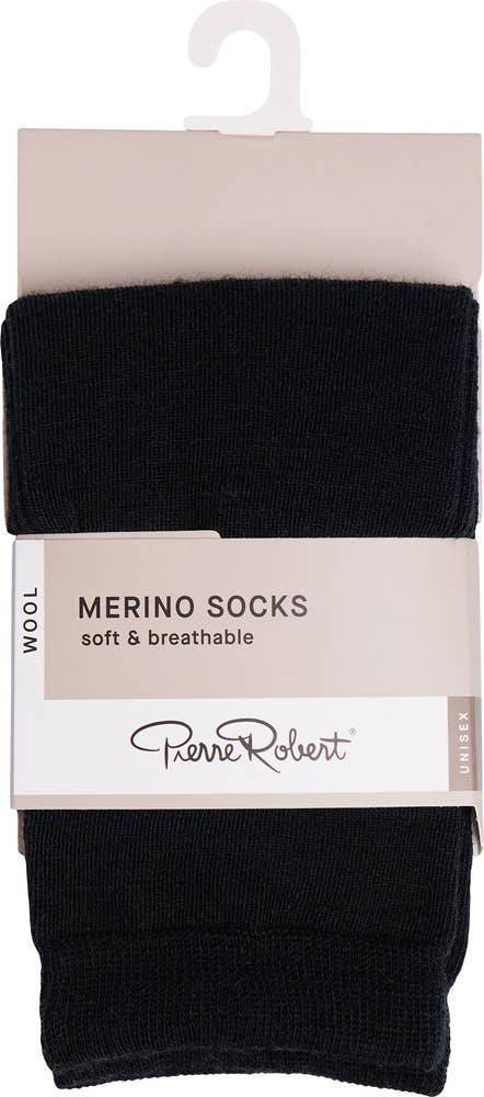 Pierre-Robert¤PR Sokker tynn merino Sort, Str. 41-45