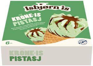 Isbjørn Is Krone-is med pistasj 6 stk