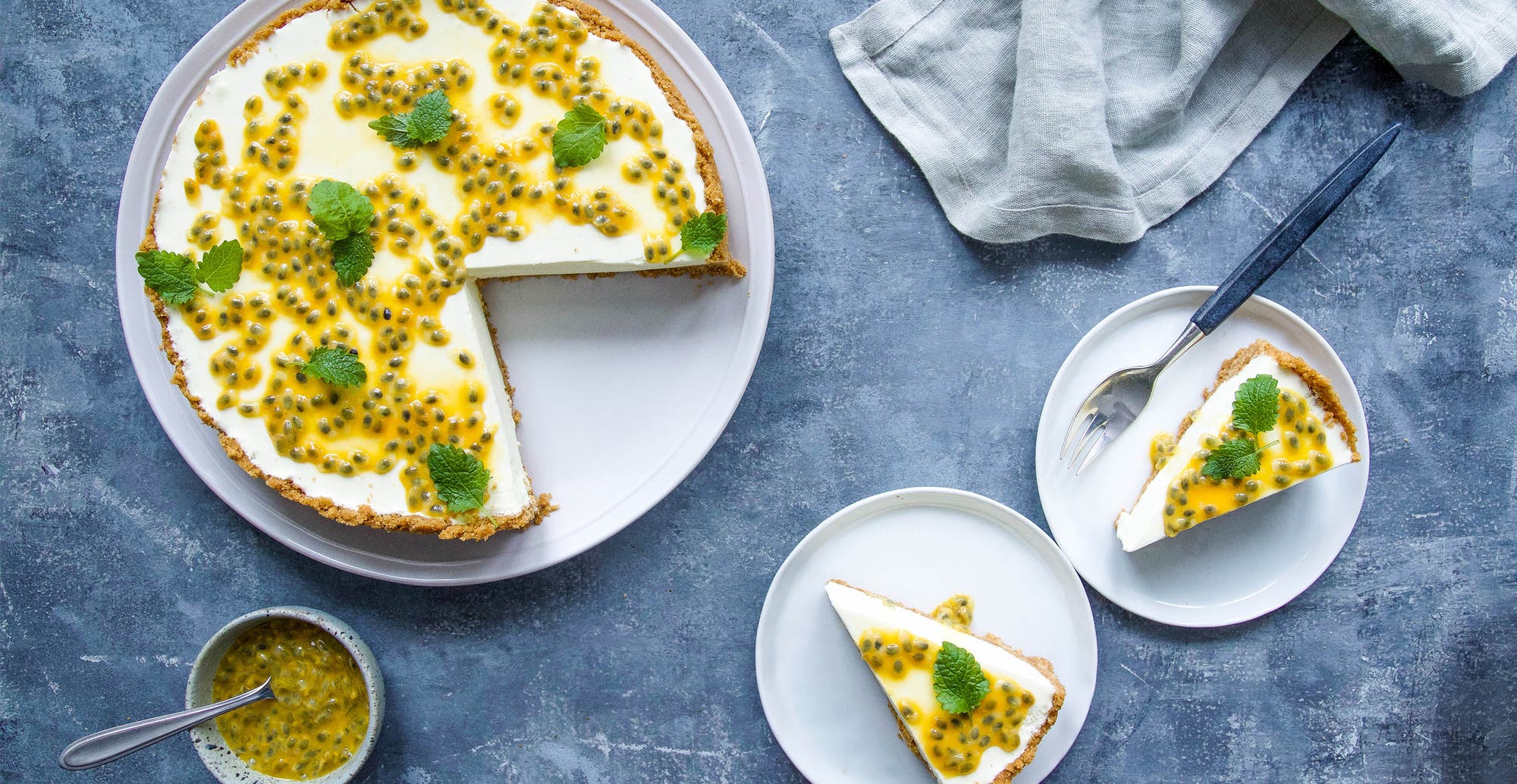 Ostekake med pasjonsfrukt